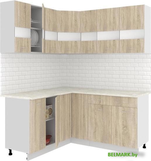 Угловая кухня Кортекс-мебель Корнелия Экстра 1.5x1.7м (дуб сонома/марсель) - фото