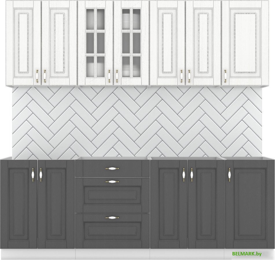 Готовая кухня Интермебель Бостон-7 2.2 без столешницы (акация белая/акация графит) - фото