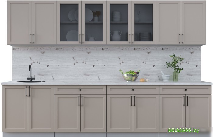 Готовая кухня Интерлиния Тренд 3.2А (луна/луна/бискайская сосна) - фото