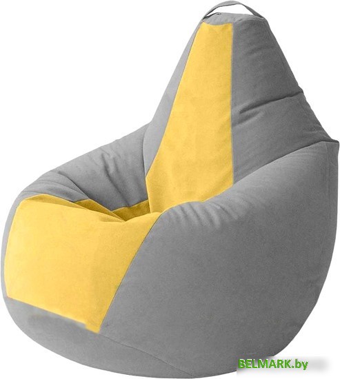 Кресло-мешок Kreslomeshki Груша Kombo XXXL GKV-145x100-SZH (сталь/желтый) - фото