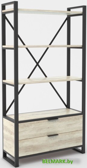 Стеллаж Hype Mebel Стандарт Люкс 50x170 (черный/древесина белая) - фото