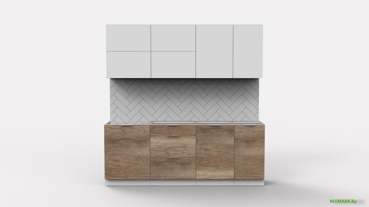 Готовая кухня Интермебель Микс Топ-36 2.1м без столешницы (белый премиум/дуб каньон) - фото2