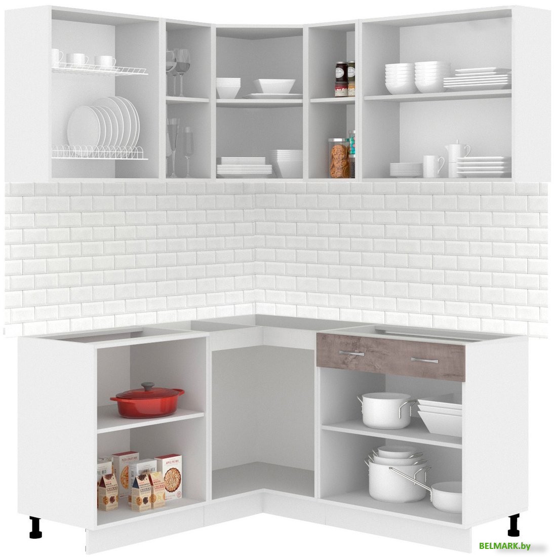 Готовая кухня Кортекс-мебель Корнелия Лира 1.5x1.7 Без столешницы (капучино/оникс) - фото2