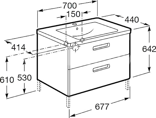 Умывальник Roca The Gap 70x44 [7327471000] - фото2