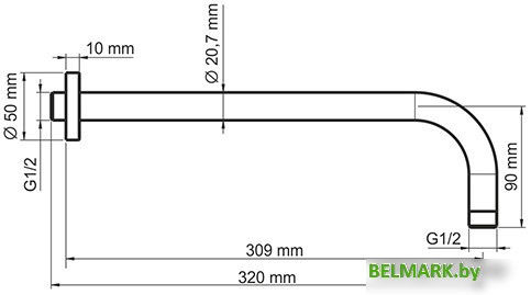 Держатель верхнего душа Wasserkraft A079 - фото2