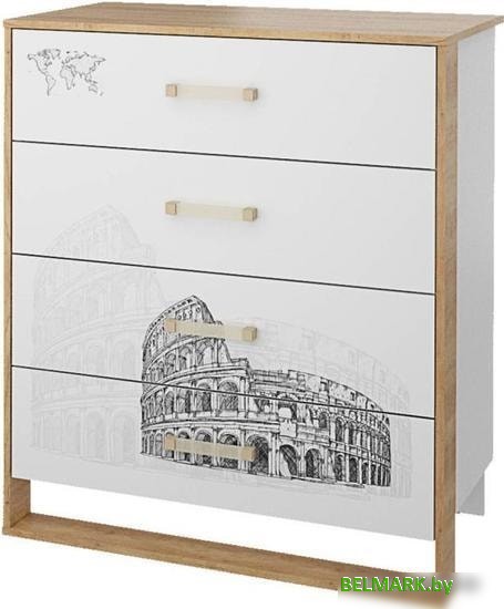 Комод Stolline Сити СТЛ.336.04 (бело-серый/дуб небраска) - фото
