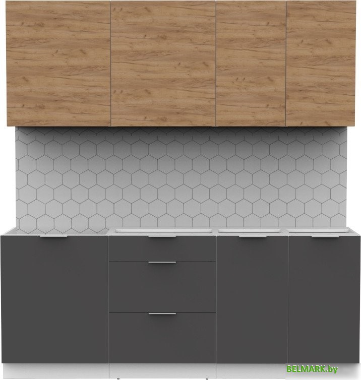 Готовая кухня Интермебель Микс Топ-5 2.0м без столешницы (дуб крафт золотой/графит серый) - фото