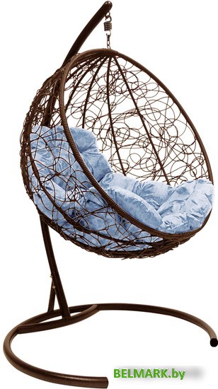 Подвесное кресло M-Group Круг 11050209 (коричневый ротанг/серая подушка) - фото