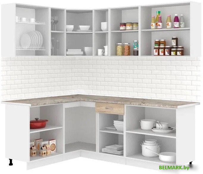 Готовая кухня Кортекс-мебель Корнелия Лира 1.5x2.2 (дуб сонома/марсель) - фото2