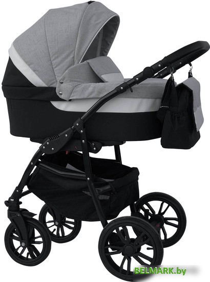 Универсальная коляска Alis Alvaro F (3 в 1, Al 04, темно-серый/светло-серый/белая кожа) - фото