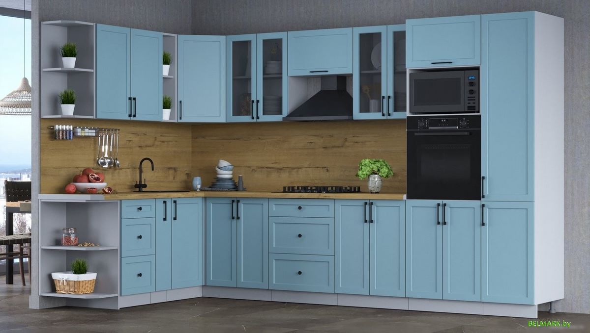 Готовая кухня Интерлиния Тренд 1.88x3.4 ВТ левая (океан/океан/дуб бунратти) - фото2