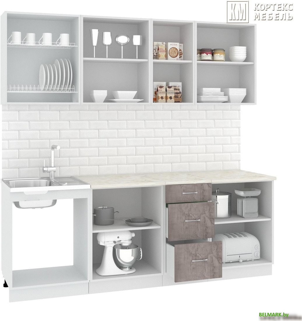 Готовая кухня Кортекс-мебель Корнелия Лира 2.2м (капучино/оникс/королевский опал) - фото2