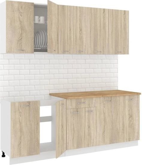 Готовая кухня Кортекс-мебель Корнелия Лира-лайт 2.1м (дуб сонома/дуб бунратти) - фото