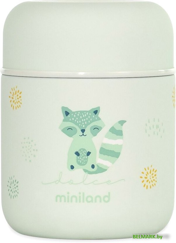 Термос для еды Miniland Thermy Dolce Mini 280мл (бирюзовый/енот) - фото
