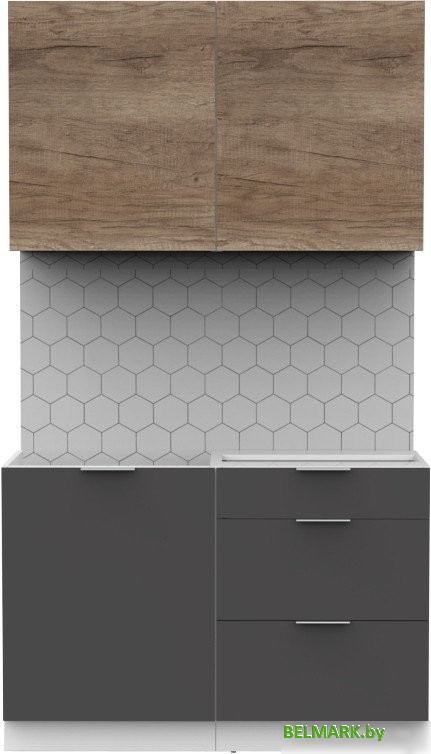 Готовая кухня Интермебель Микс Топ-1 1.2м без столешницы (дуб каньон/графит серый) - фото