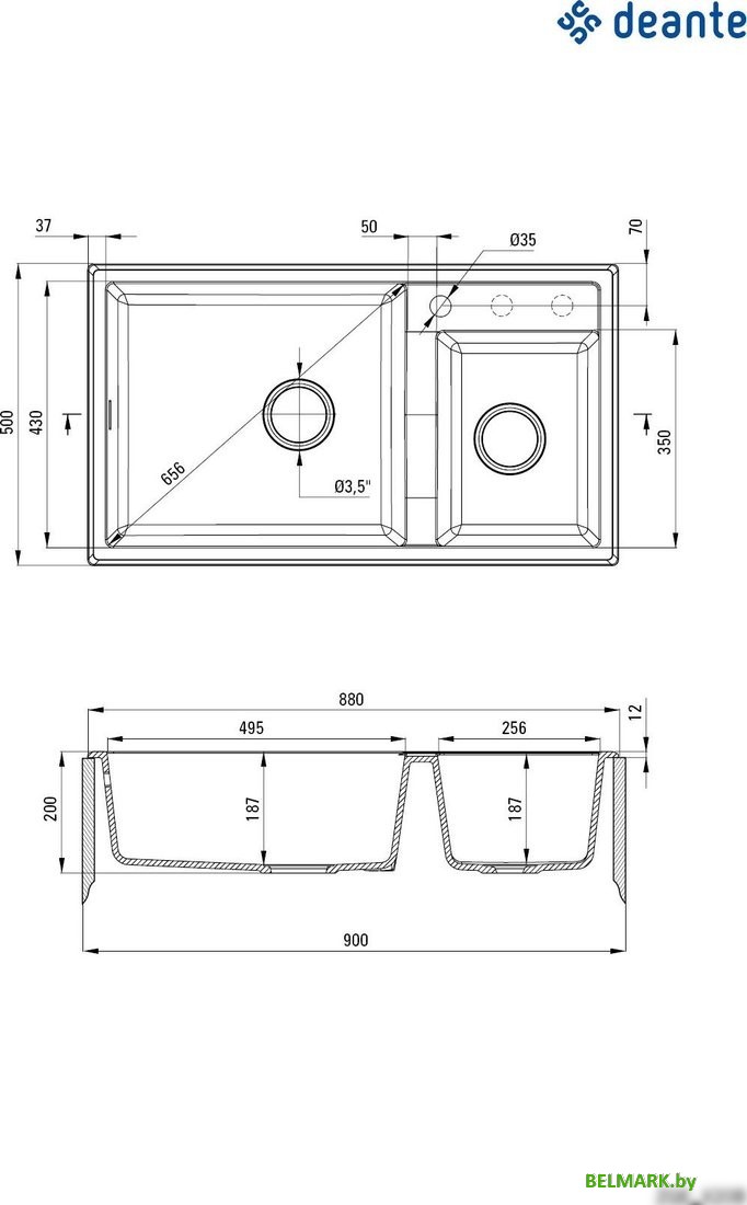 Кухонная мойка Deante Eridan ZQE N20B (черный) - фото2