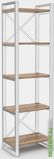 Стеллаж Hype Mebel Стандарт 80x170 (белый/дуб галифакс натуральный) - фото
