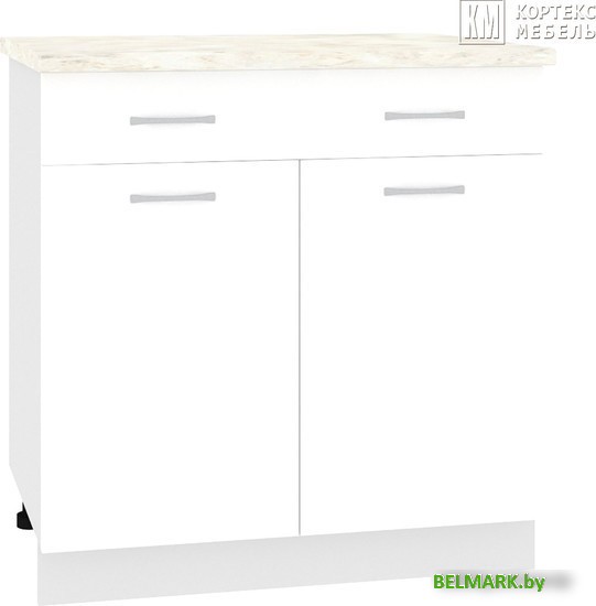 Шкаф напольный Кортекс-мебель Корнелия Лира НШ80р1ш (белый/марсель) - фото