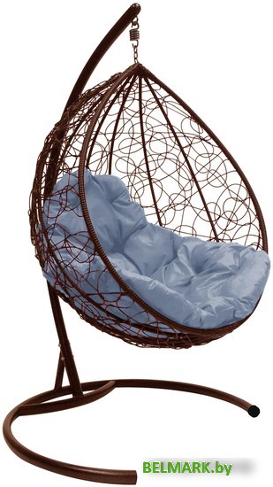 Подвесное кресло M-Group Капля 11020209 (коричневый ротанг/серая подушка) - фото