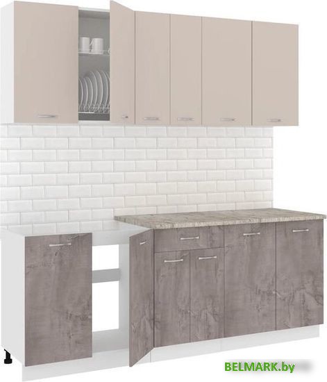 Готовая кухня Кортекс-мебель Корнелия Лира-лайт 2.1м (капучино/оникс/марсель) - фото