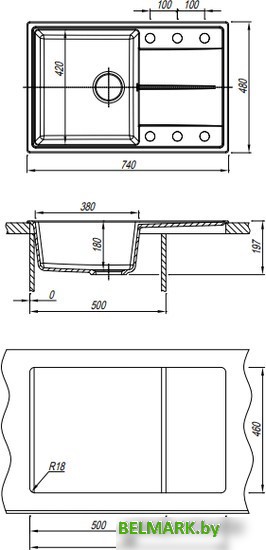 Кухонная мойка Dr. Gans Smart Оливия 740 (терра) - фото2