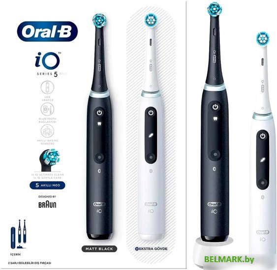 Электрическая зубная щетка Oral-B iO 5 Duo (черный/белый) - фото