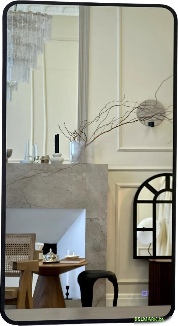 Зеркало с подсветкой eMZe Smartphone 50x100 LED.UV.SMART.50.100.CHE (черный) - фото