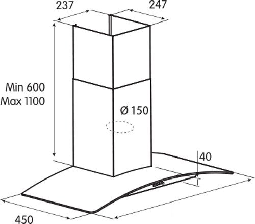 Кухонная вытяжка Jetair Tory P 60 Inx 68116911A - фото2