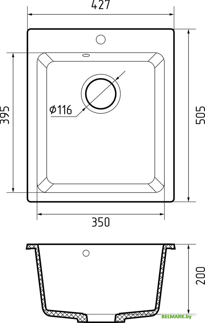 Кухонная мойка GranFest Practik 505 (графит) - фото2