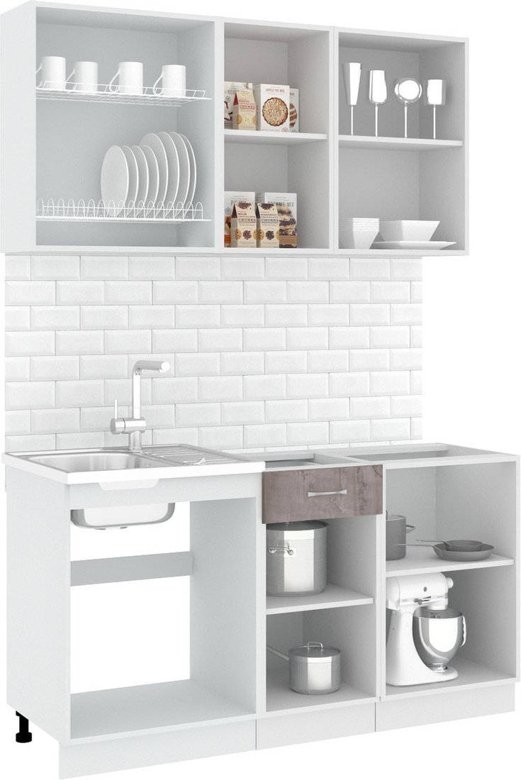 Готовая кухня Кортекс-мебель Корнелия Лира-лайт 1.5м без столешницы (дуб сонома/венге) - фото2