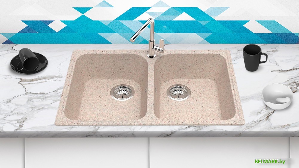 Кухонная мойка Berge BR-7322 (бежевый) - фото2