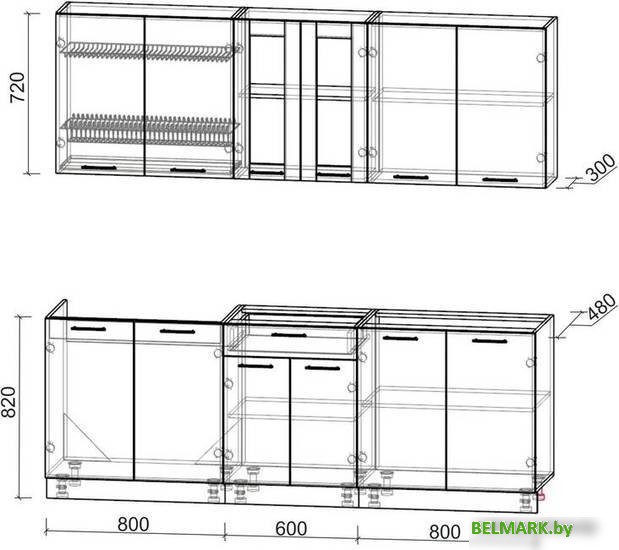 Готовая кухня Интерлиния Мила 22 без столешницы (дуб молочный/дуб венге) - фото2
