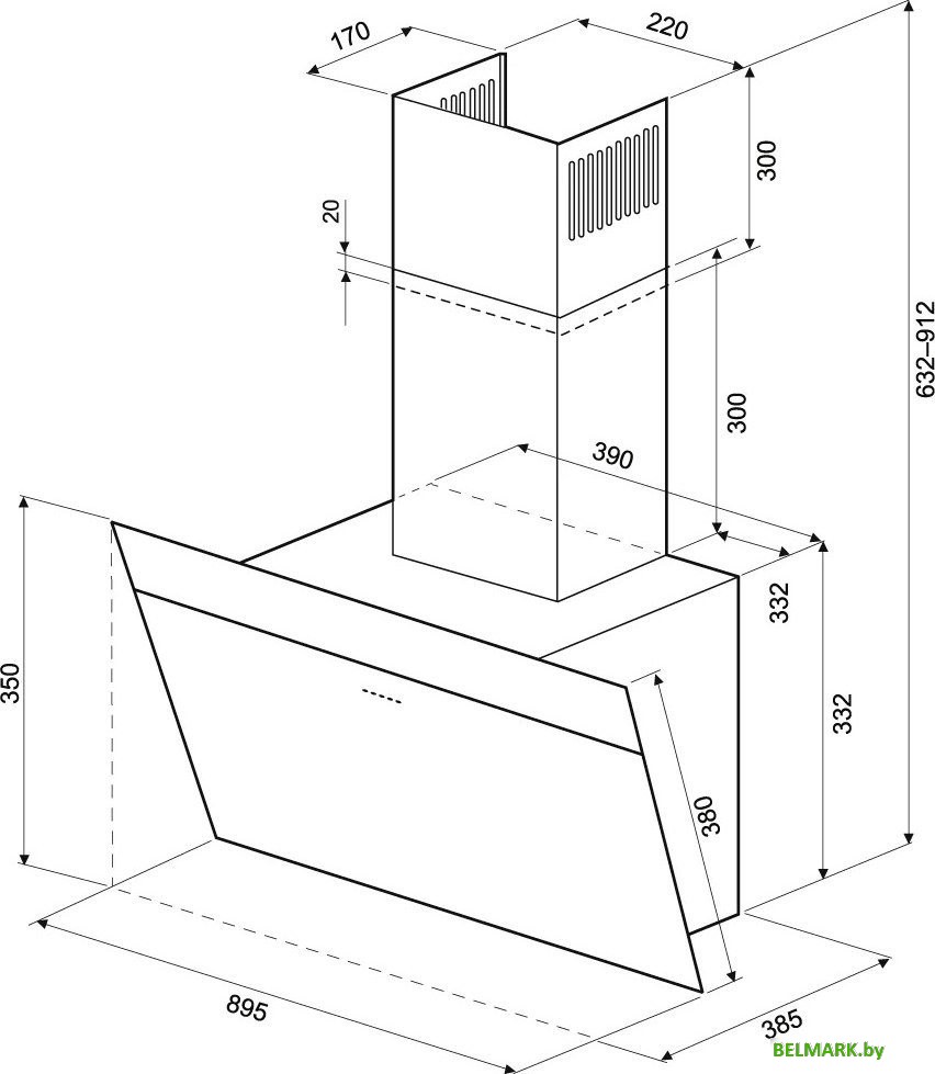 Кухонная вытяжка Krona Kristen A 900 S (белый) - фото2