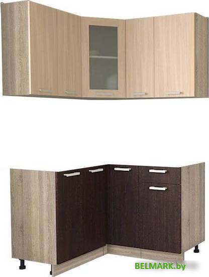 Готовая кухня Интерлиния Мила 12x13 без столешницы (дуб молочный/дуб венге) - фото