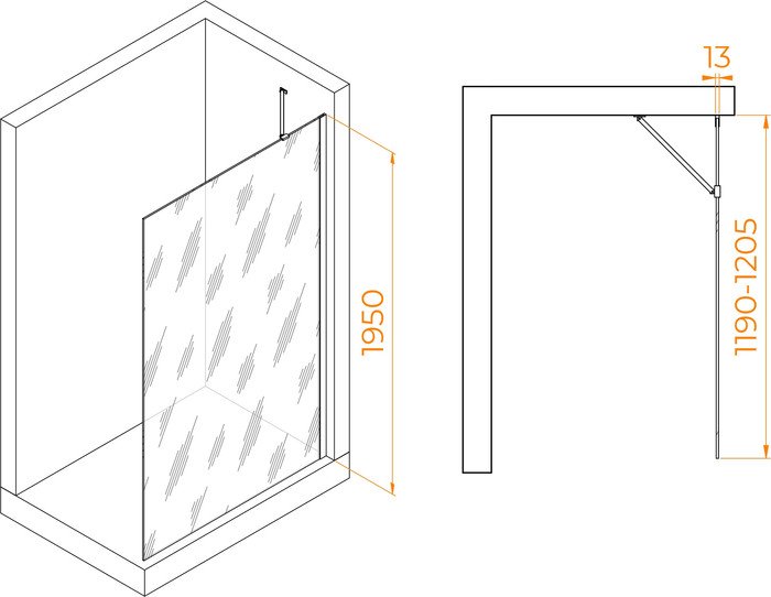 Душевая стенка RGW WA-110B 351011012-14 120 (черный/прозрачное стекло) - фото2