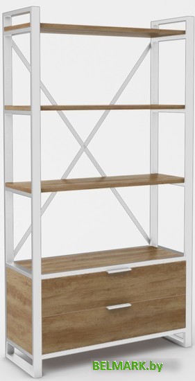 Стеллаж Hype Mebel Стандарт Люкс 50x200 (белый/дуб галифакс олово) - фото