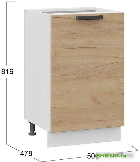 Шкаф напольный Трия Детройт 1Н5 (белый/дуб крафт золотой) - фото2