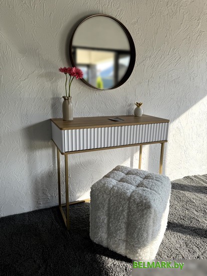 Консольный стол Shtabe Royal 5011 эко (белый/дуб кантри золотой/золото) - фото2