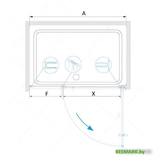 Душевая дверь RGW HO-012B 350601209-24 90 (черный/матовое-сатинат стекло) - фото2