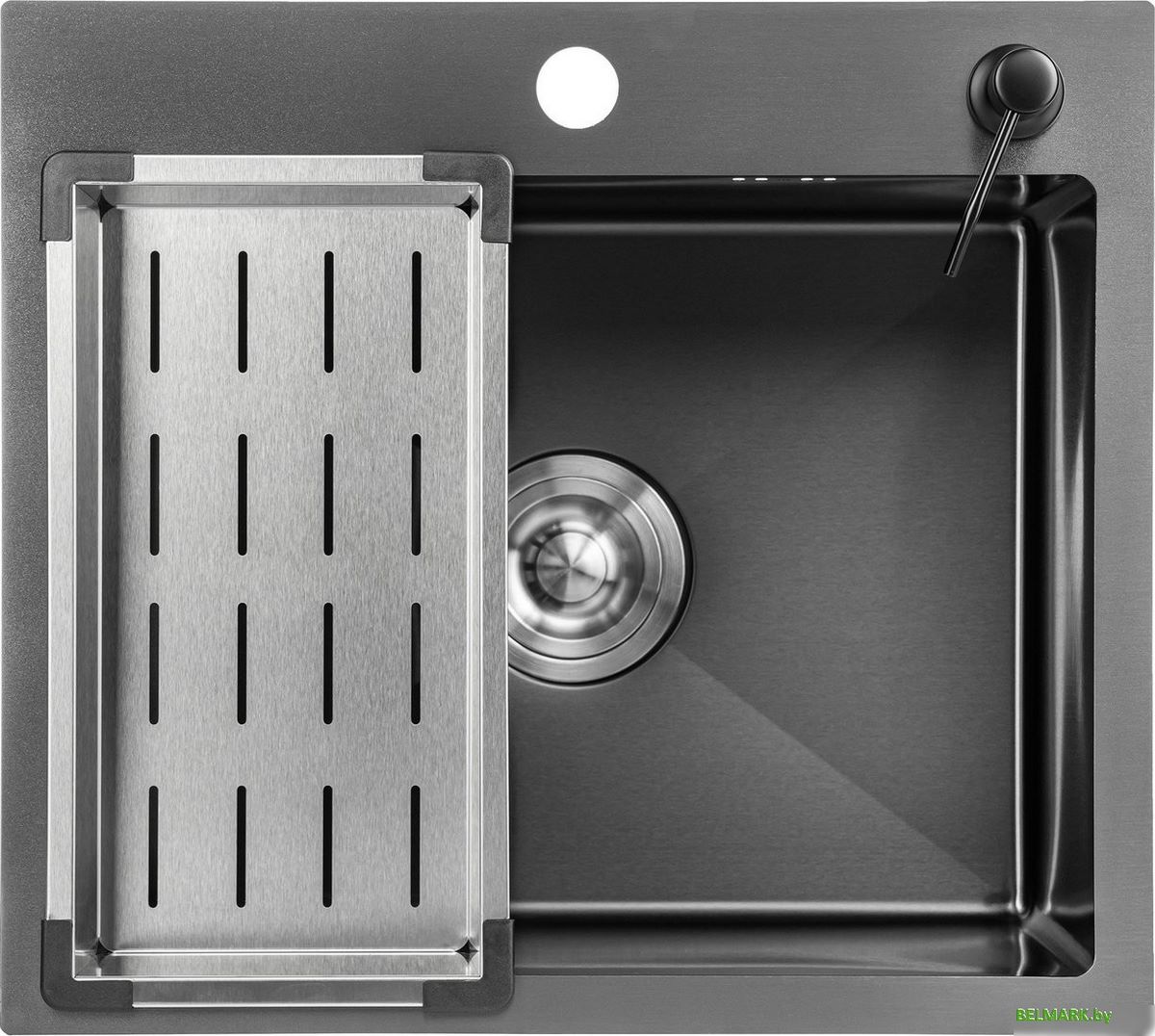 Кухонная мойка Saniteco 5045 Nano + смеситель Spike (с сифоном, дозатором и коландером) - фото2