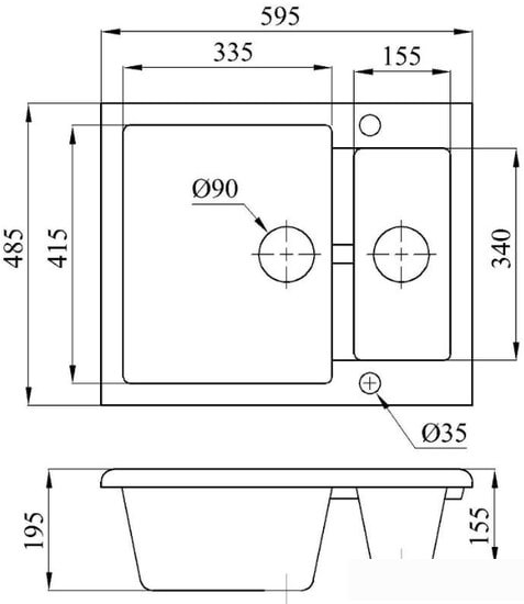 Кухонная мойка БелЭворс Duet (блэк) - фото2