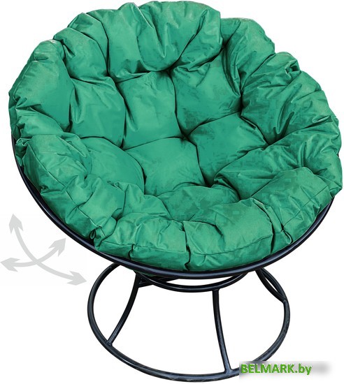 Кресло M-Group Папасан пружинка 12040404 (черный/зеленая подушка) - фото