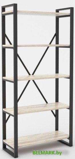 Стеллаж Hype Mebel Стандарт-2 80x200 (черный/древесина белая) - фото