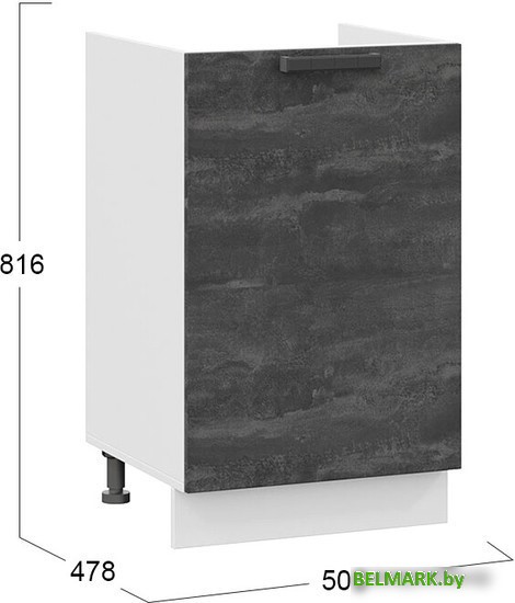 Шкаф напольный Трия Детройт 1Н5М (белый/угольный камень) - фото2