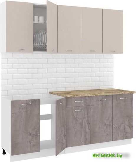Готовая кухня Кортекс-мебель Корнелия Лира-лайт 2.0м (капучино/оникс/мадрид) - фото