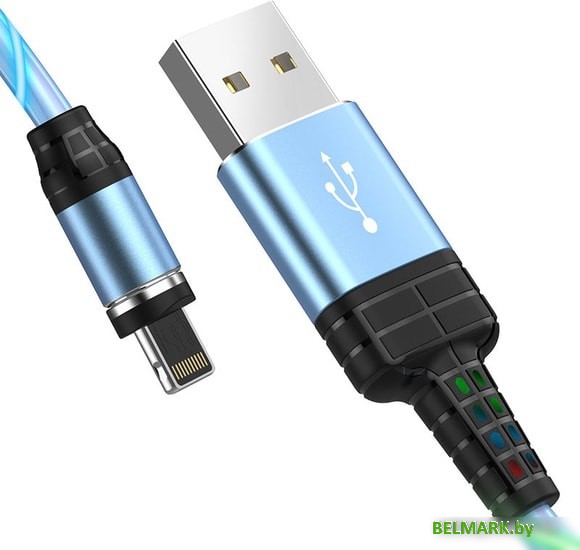 Кабель Hoco U90 Lightning (синий) - фото