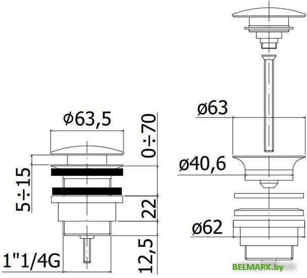 Донный клапан Paffoni Light ZSCA050ST - фото2