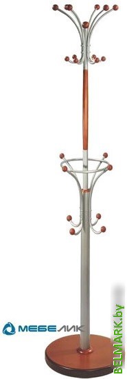 Вешалка для одежды Мебелик Д 2 (металлик/средне-коричневый) - фото