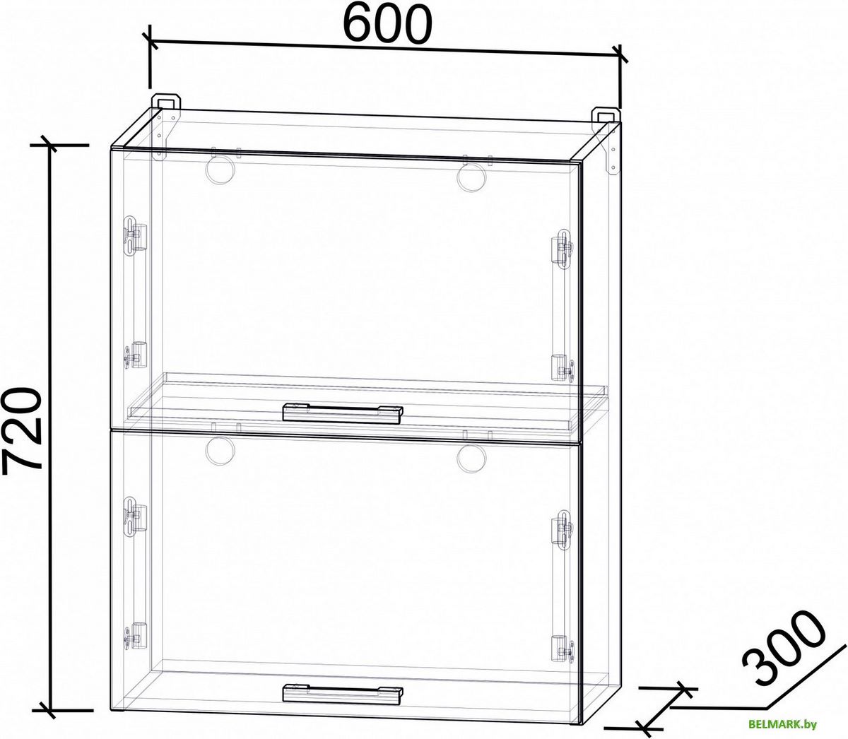 Шкаф навесной Интерлиния Компо ВШ60-720-2дг (персидский жемчуг) - фото2