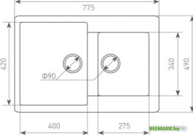 Кухонная мойка Zigmund & Shtain Rechteck 400.275 (молодое шампанское) - фото2